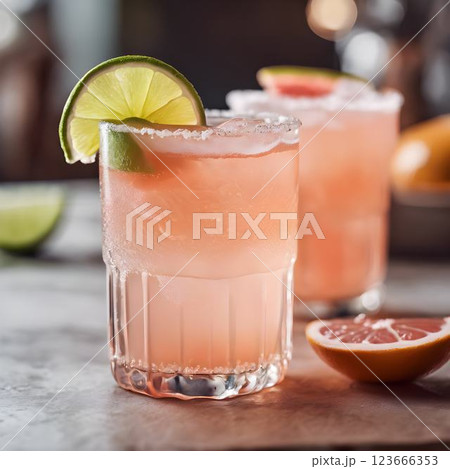 Vibrant Paloma with Grapefruit Soda and Salted Lime Rim Vibrant Paloma with Grapefruit Soda and Salted Lime Rim 123666353