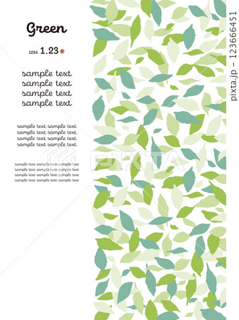 緑の葉っぱのテンプレート縦_左余白装飾多め 緑の葉っぱのテンプレート縦_左余白装飾多め 123666451