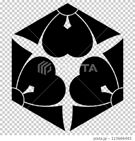 This is the family crest. It is a hexagonal three-part sword called Katabami. 123666485