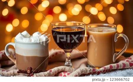 Mugs & Twinkles: Indulge in Holiday Warmth with Spiced Sips 123666702