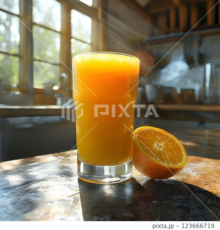Sun-Kissed Morning: Fresh Orange Juice in a Rustic Kitchen Glow Sun-Kissed Morning: Fresh Orange Juice in a Rustic Kitchen Glow 123666719