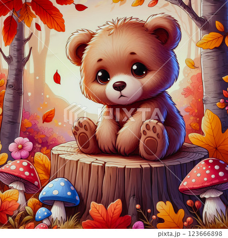Teddy bear waving his paw and the inscription Good Morning. Illustration design for fashion graphics and prints on t-shirts. Teddy bear waving his paw and the inscription Good Morning. Illustration design for fashion graphics and prints on t-shirts. 123666898