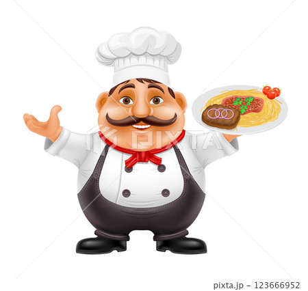 chef man preparing dishes and food in the kitchen vector illustration chef man preparing dishes and food in the kitchen vector illustration 123666952