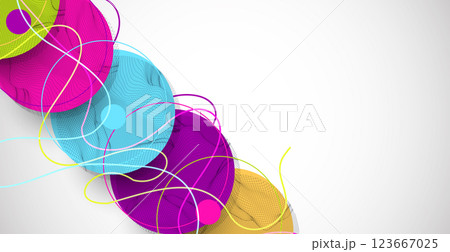 Abstract colored background. Wireframe circles. Modern science or technology art elements. Surface illustration. Vector. Abstract colored background. Wireframe circles. Modern science or technology art elements. Surface illustration. Vector. 123667025