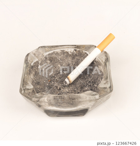 Ashtray butts cigarette on white Ashtray butts cigarette on white 123667426