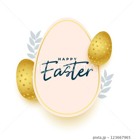 easter greeting in paper style with golden eggs 123667965