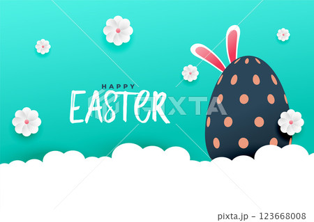 nice easter day banner in paper style design 123668008