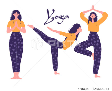 Yoga Vector Clipart Set With Women In Meditation And Fitness Poses Yoga Vector Clipart Set With Women In Meditation And Fitness Poses 123668073