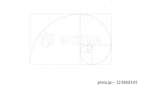 Line art depiction of the golden spiral, illustrating elegant proportions 123668145