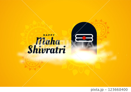 maha shivratri festival yellow greeting with shivling idol 123668400
