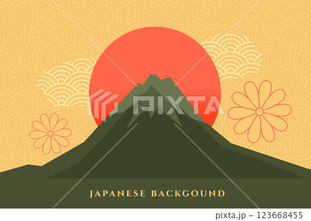 japanese background with mount fuzi  decorative design 123668455