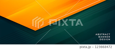 stylish green and orange abstract banner design 123668472