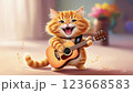ギターを弾き語りする茶トラ猫 123668583