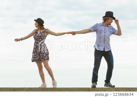 Couple pulls in different directions. Couple pulls in different directions. 123668634