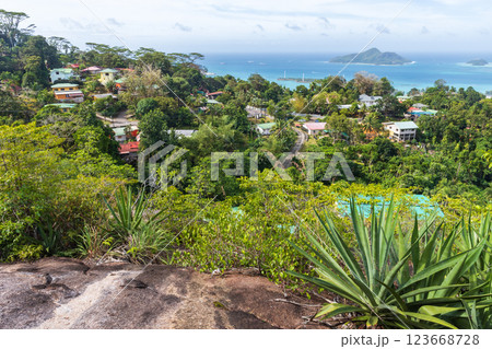 Copilia view point, Mahe, Seychelles. Coastal landscape Copilia view point, Mahe, Seychelles. Coastal landscape 123668728
