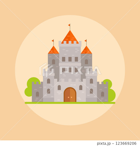Magic fantasy castle flat style illustration Magic fantasy castle flat style illustration 123669206