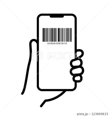 スマートフォンを持つ手のアイコン バーコード スマートフォンを持つ手のアイコン バーコード 123669615