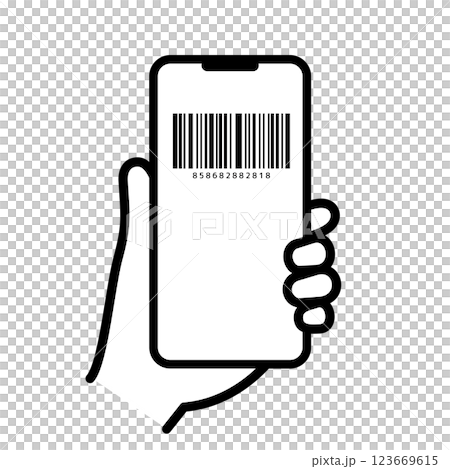 スマートフォンを持つ手のアイコン バーコード スマートフォンを持つ手のアイコン バーコード 123669615
