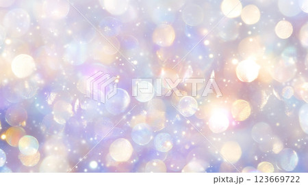 Abstract pastel purple bokeh lights in dreamy festive background 123669722