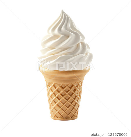 Vanilla soft serve transparent PNG, isolated background. Waffle cup whipped ice cream, parlour shop menu dessert, colorful classic flavour 123670003