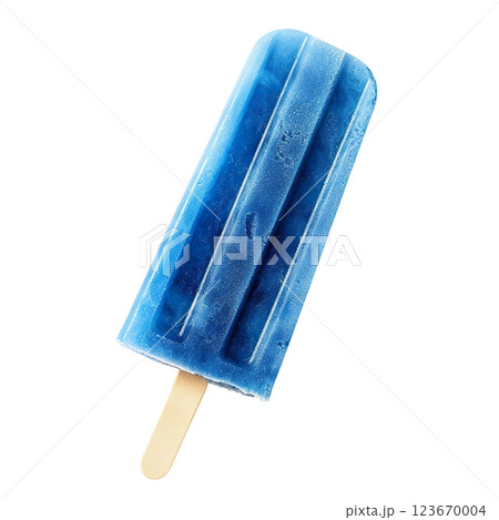 Blue raspberry popsicle ice cream transparent PNG, isolated background. Colorful classic summer flavour, parlour shop menu dessert 123670004