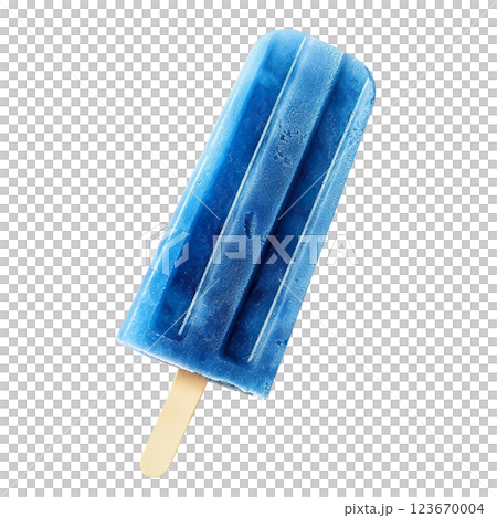 Blue raspberry popsicle ice cream transparent PNG, isolated background. Colorful classic summer flavour, parlour shop menu dessert 123670004