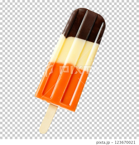 Orange White Brown Halloween popsicle ice cream transparent PNG, isolated background. Colorful classic summer flavour, parlour shop menu dessert 123670021