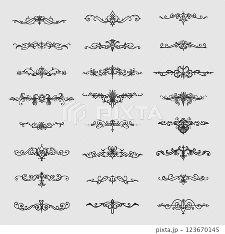 Set decorative design lace borders and corners 123670145