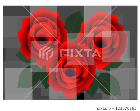 Three roses on an abstract background. Three roses on an abstract background. 123670163