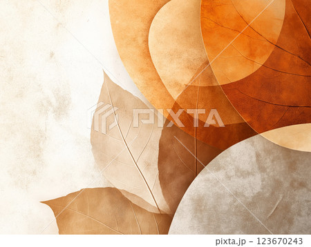 Minimalist abstract background with warm earthy tones, textured leaves 123670243
