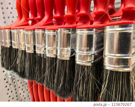 Colorful paintbrushes lined up in a studio, ready for creative projects Colorful paintbrushes lined up in a studio, ready for creative projects 123670267