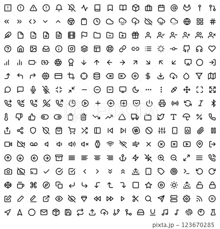 Large set of vector icons editable outlined for animation 123670285