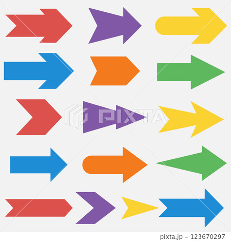 A set of vector bright multi-colored arrow icons 123670297