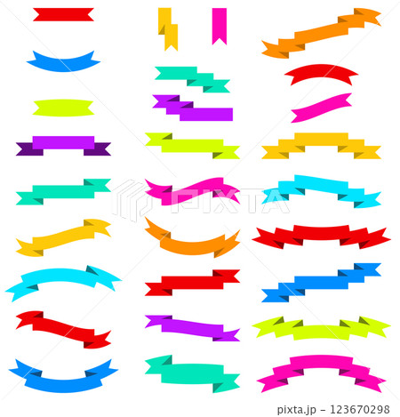 Vector colorful ribbon holiday banner news colorful icon flat set Vector colorful ribbon holiday banner news colorful icon flat set 123670298