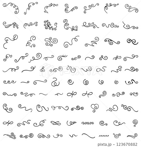 A large set of vector black ornaments on a white background 123670882