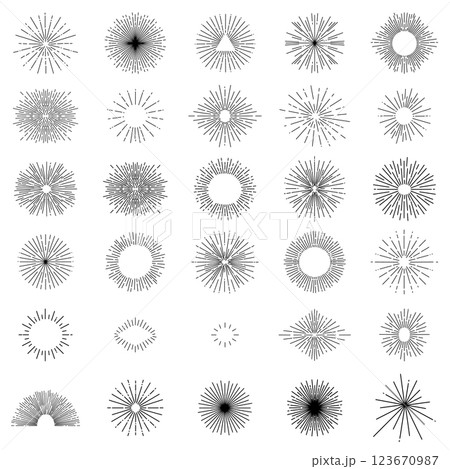 Vintage sunburst explosion hand drawn design elements fireworks Vintage sunburst explosion hand drawn design elements fireworks 123670987
