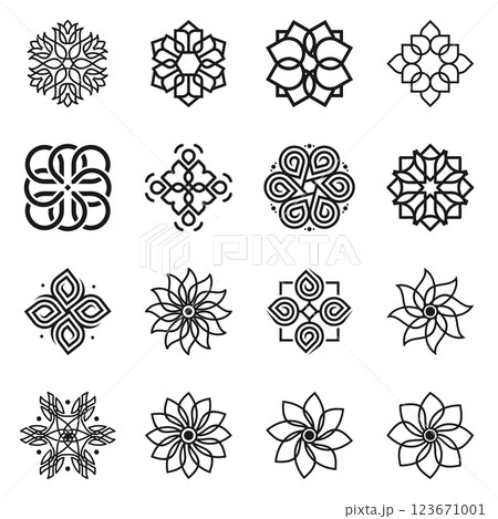 Collection of different black and white silhouette circular laurel foliate, olive,  wheat and oak wreaths depicting an award, achievement, heraldry, nobility, vector illustration. 123671001