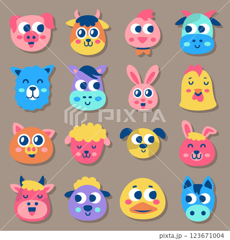 Icon set animal icon outline stroke with color vector illustration on white background. 123671004