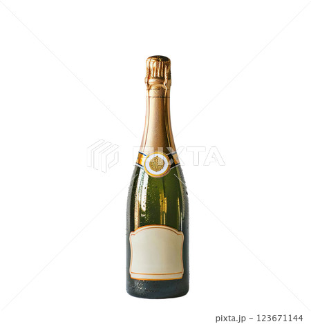 Bottle of champagne white label mockup transparent PNG set bundle isolated background 123671144