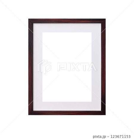 Blank picture vertical frame mockup on a stone white brick wall, boho, minimalist AI generated 123671153