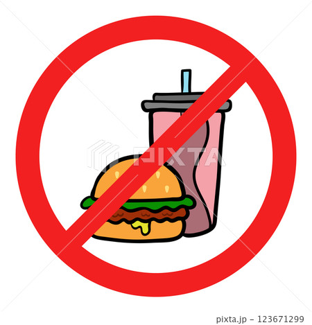 Vector icon banning fast food in the style of flat, for web design and internet. Vector icon banning fast food in the style of flat, for web design and internet. 123671299