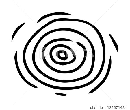 Circles on the water vector whimsical line icon on isolated background. Linear circles with splash naive illustration for logotype or contemporary design. Monochrome contour drawing concentric circle. 123671484