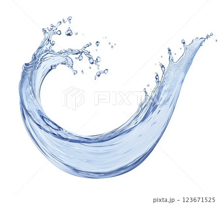 Water splash in dynamic motion isolated on white background with clipping path 123671525