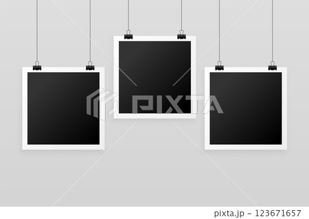 three hanging photo frames background 123671657