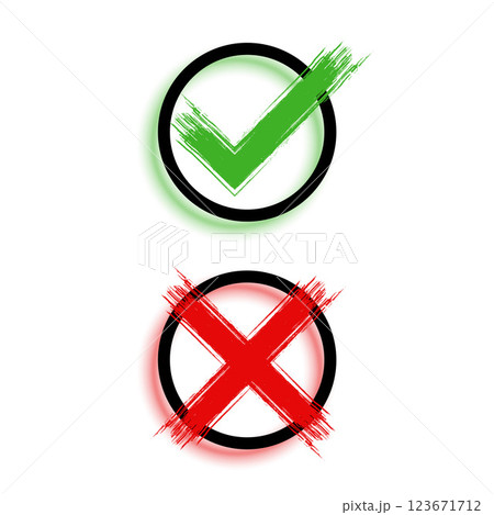 grunge style checkmark and cross symbol design 123671712
