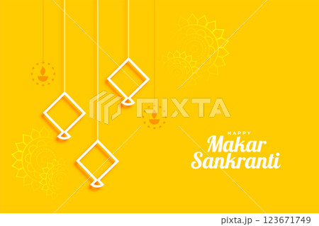 yellow makar sankranti festival greeting design 123671749