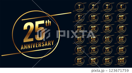 stylish golden anniversary emblem big set 123671759