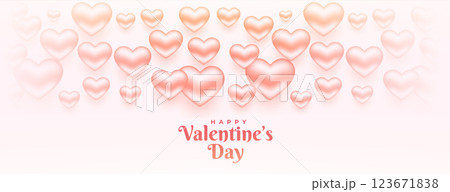 happy valentines day 3d hearts banner design 123671838