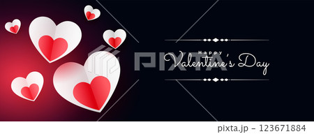 paper heart style valentines day banner 123671884