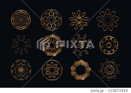 mandala style decoration elements set of twelve 123671918